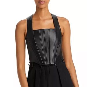 New! AQUA ‘Fara Faux Leather Corset’ Top